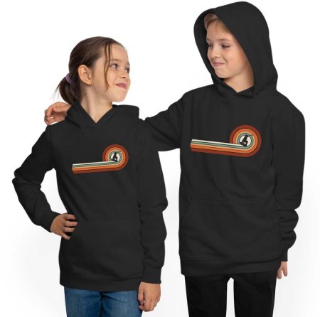 Skater Hoodie Kids Hooded Sweater - Retro Skateboarder i525